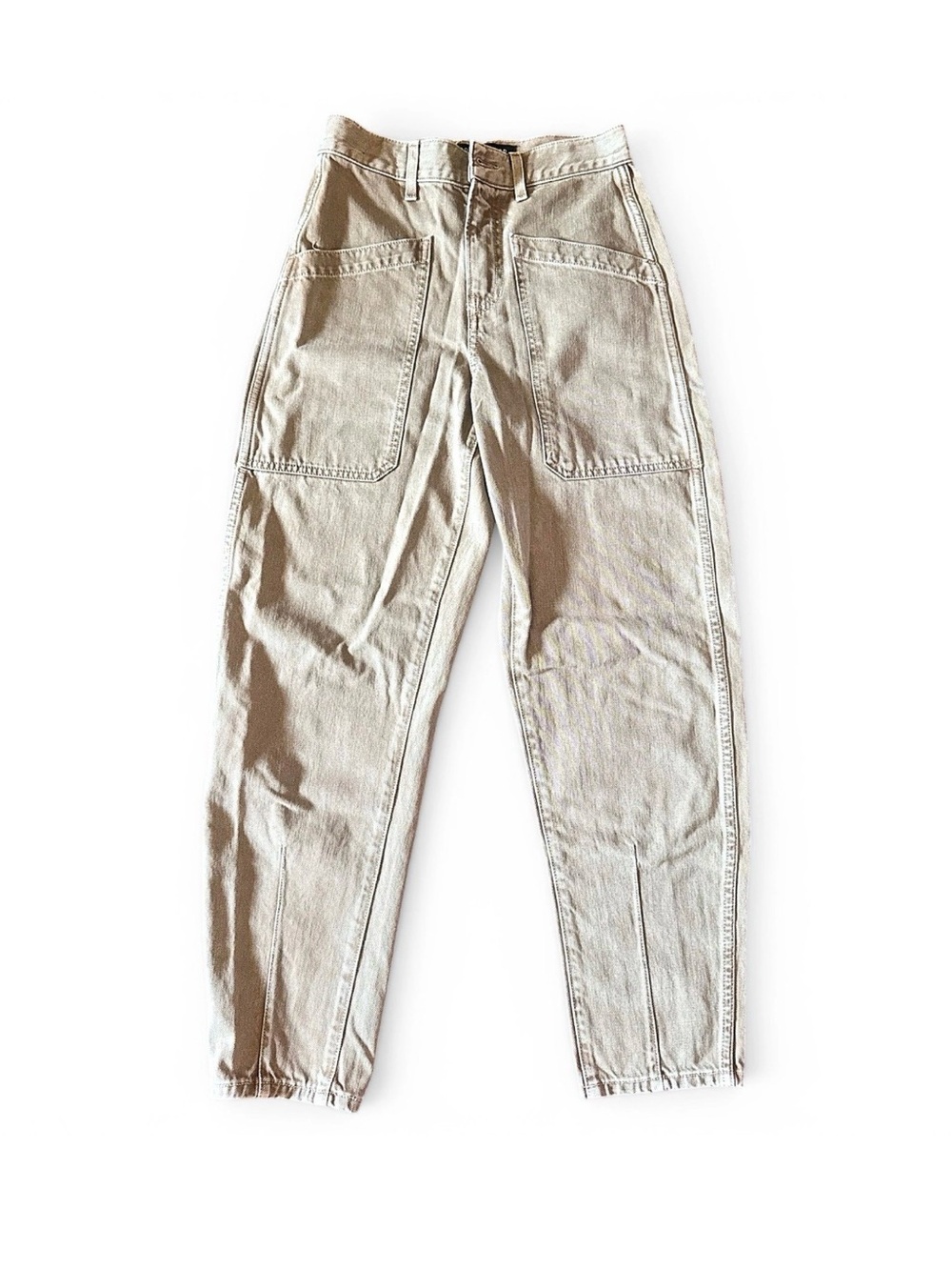 Veronica Beard Light Beige Boyfriend Utility Jeans